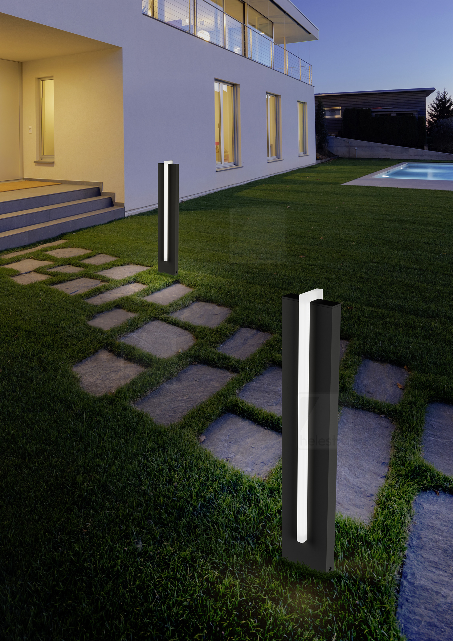 Helestra OKI  borne lumineuse aluminium graphite