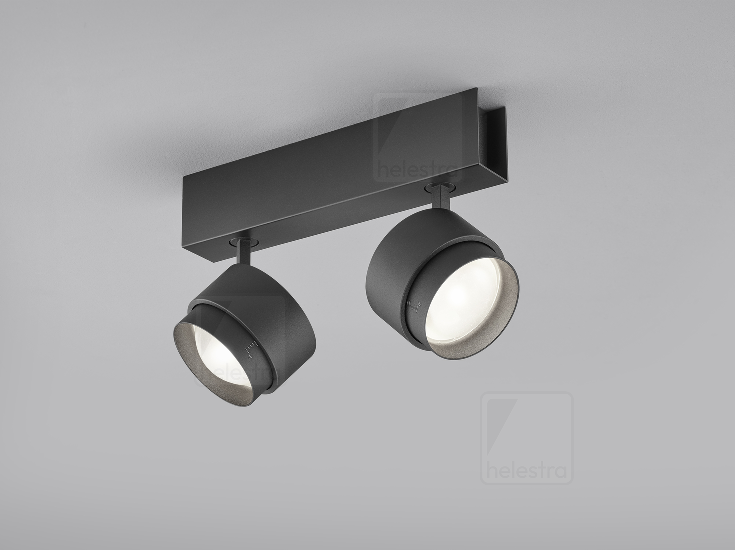 Helestra PONT  Plafonnier aluminium noir mat