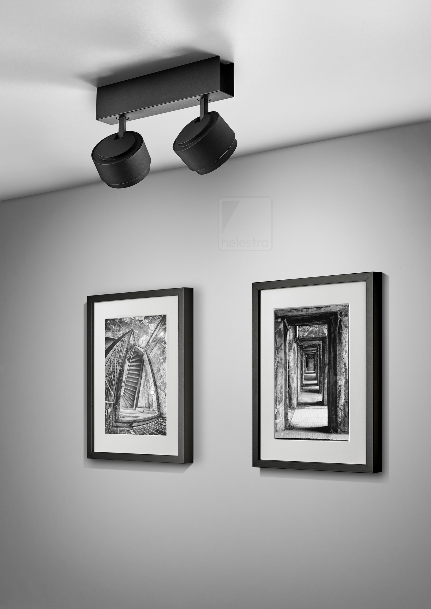 Helestra PONT  Plafonnier aluminium noir mat