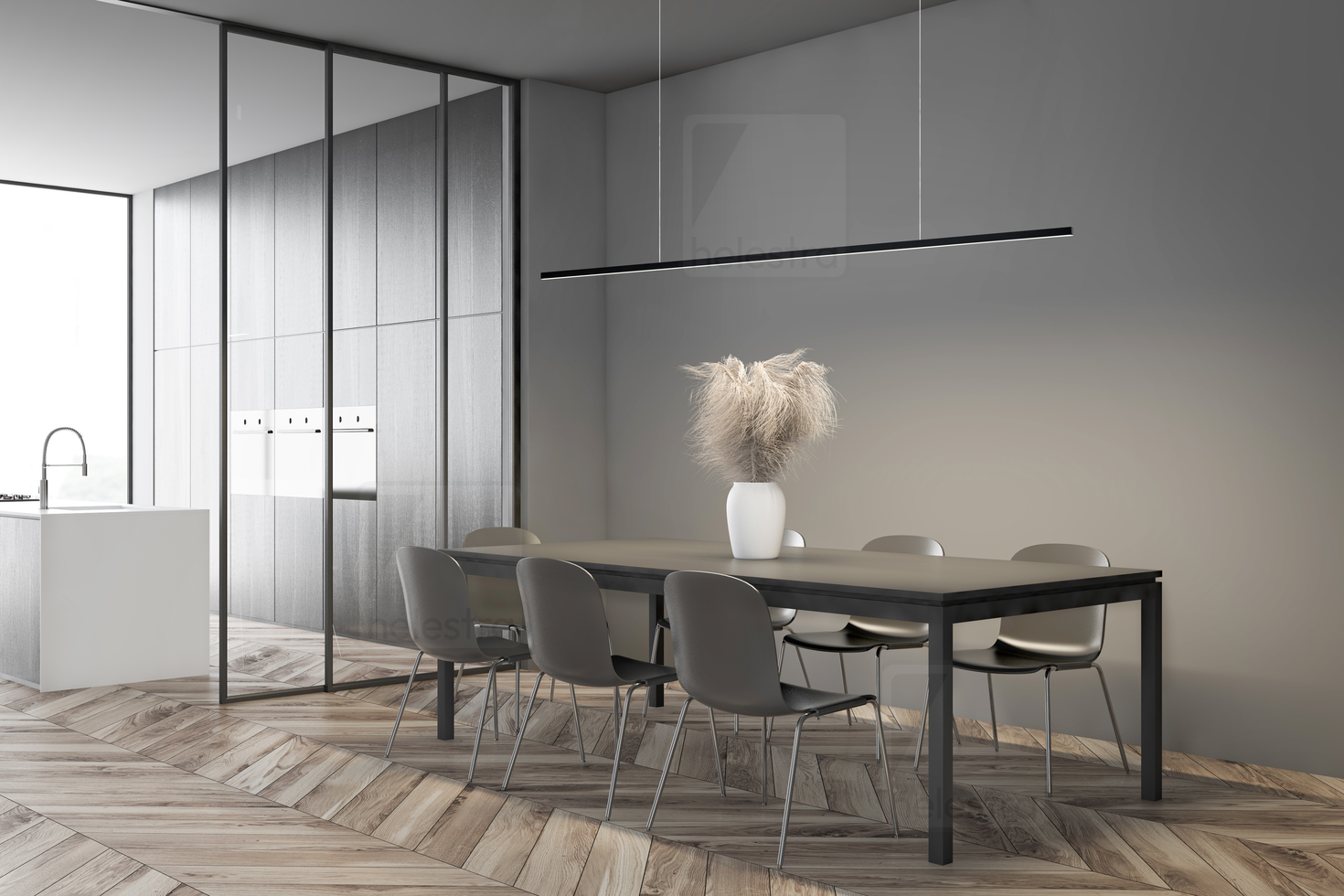 Helestra LOOPY  suspension lumineuse aluminium noir mat