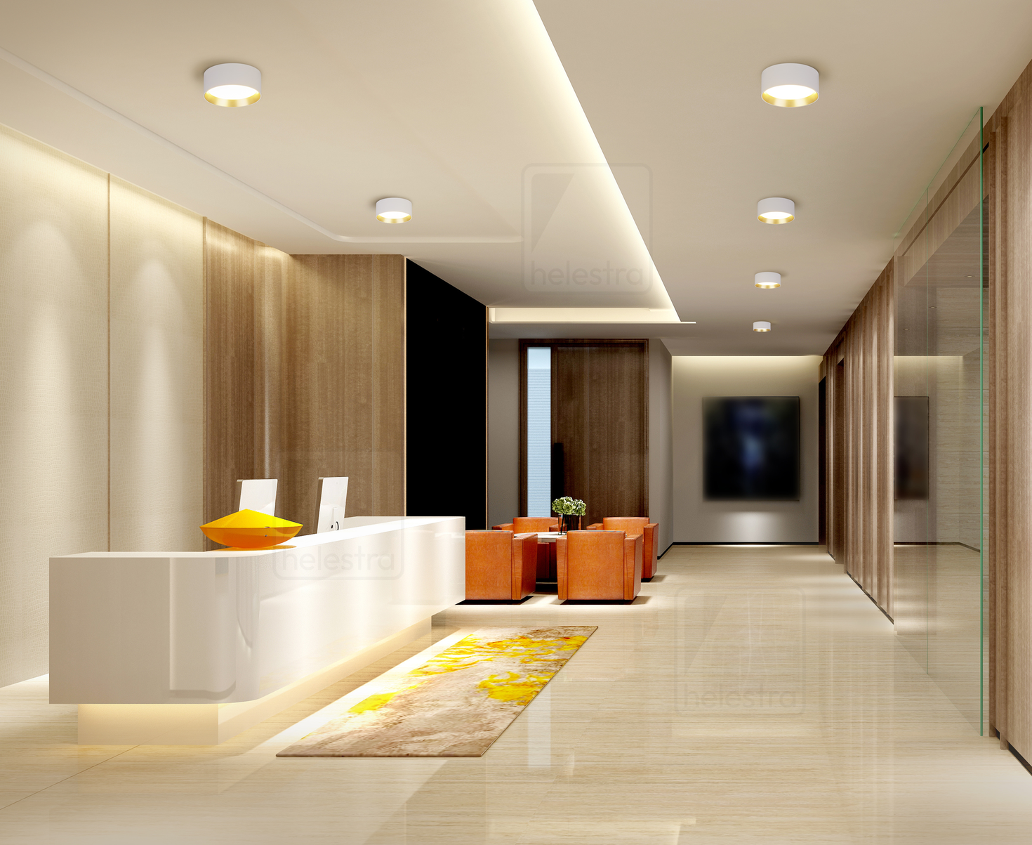 Helestra ENIO  Plafonnier aluminium blanc - or
