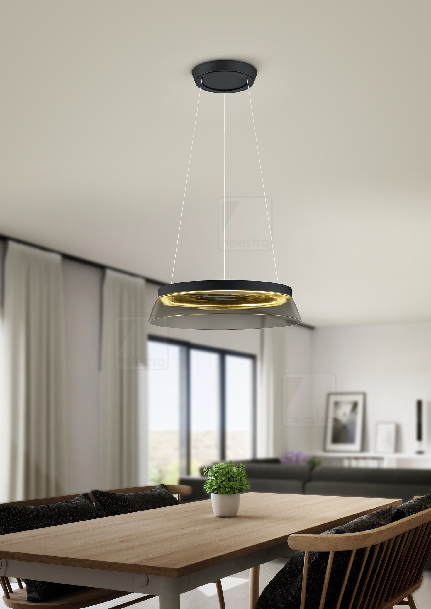 Helestra CITA  suspension lumineuse aluminium noir mat