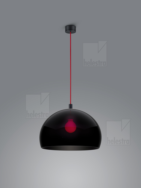 Helestra DORO  suspension lumineuse aluminium noir mat - rouge