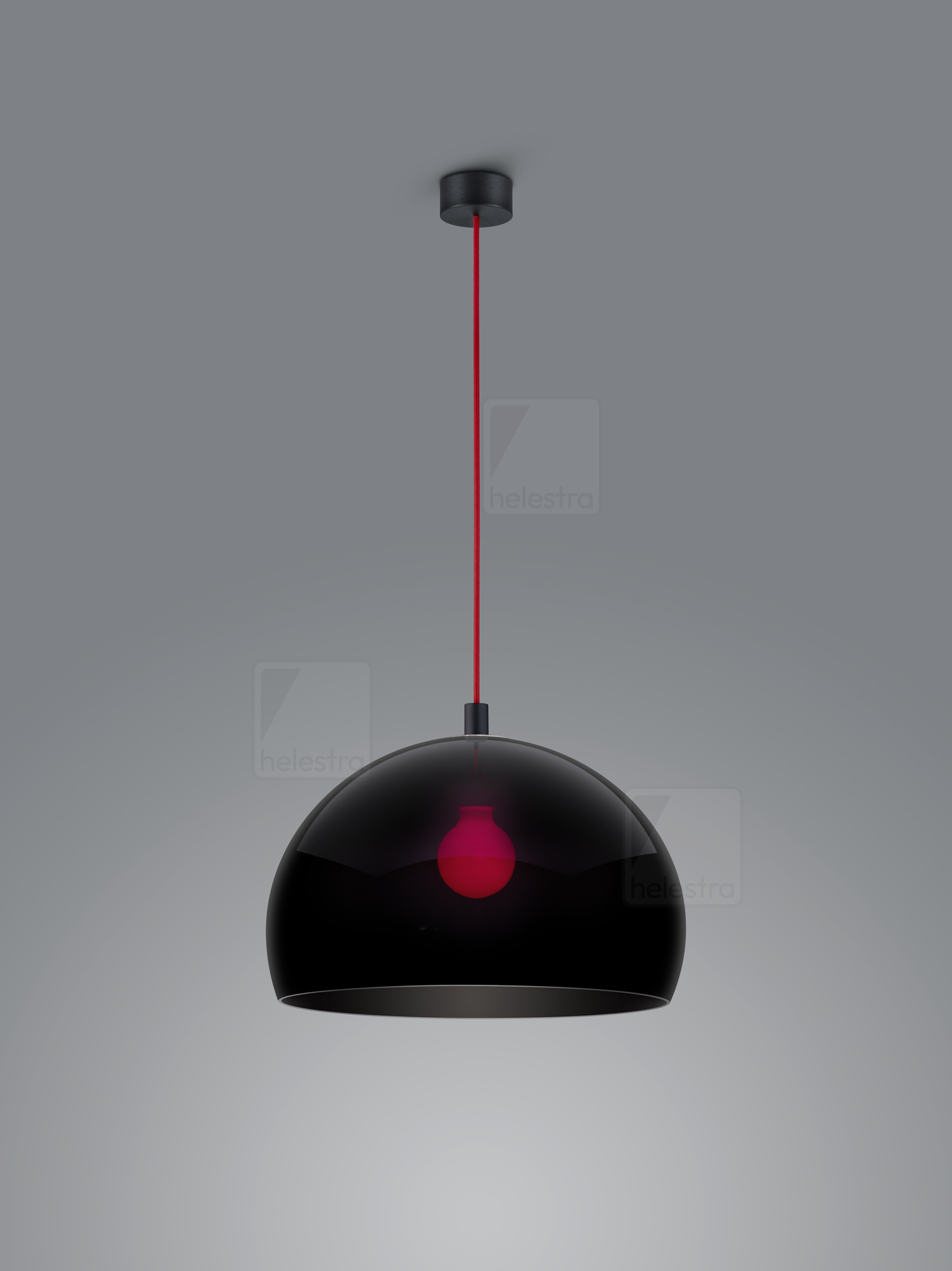 Helestra DORO  suspension lumineuse aluminium noir mat - rouge