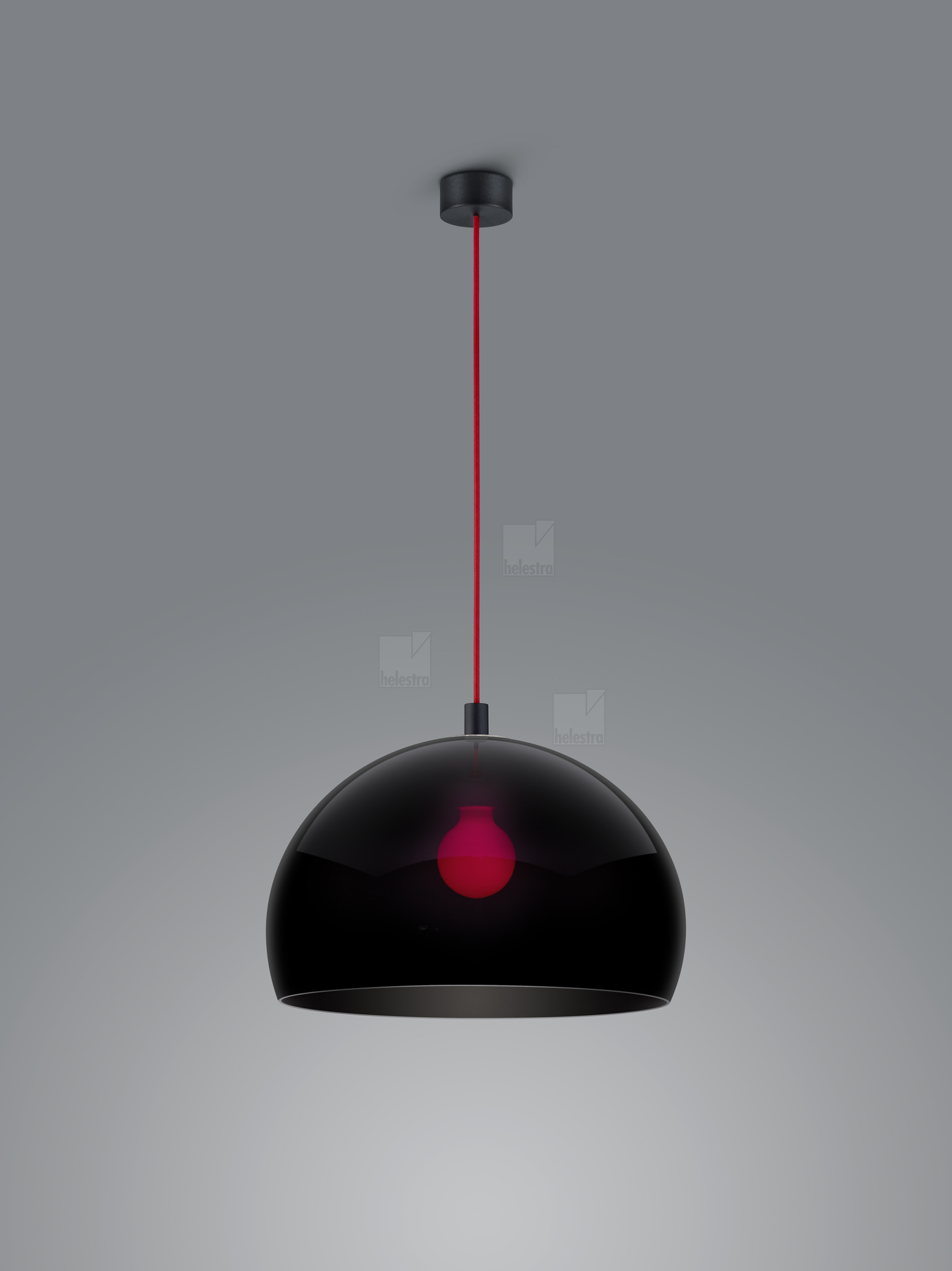 Helestra DORO  suspension lumineuse aluminium noir mat - rouge