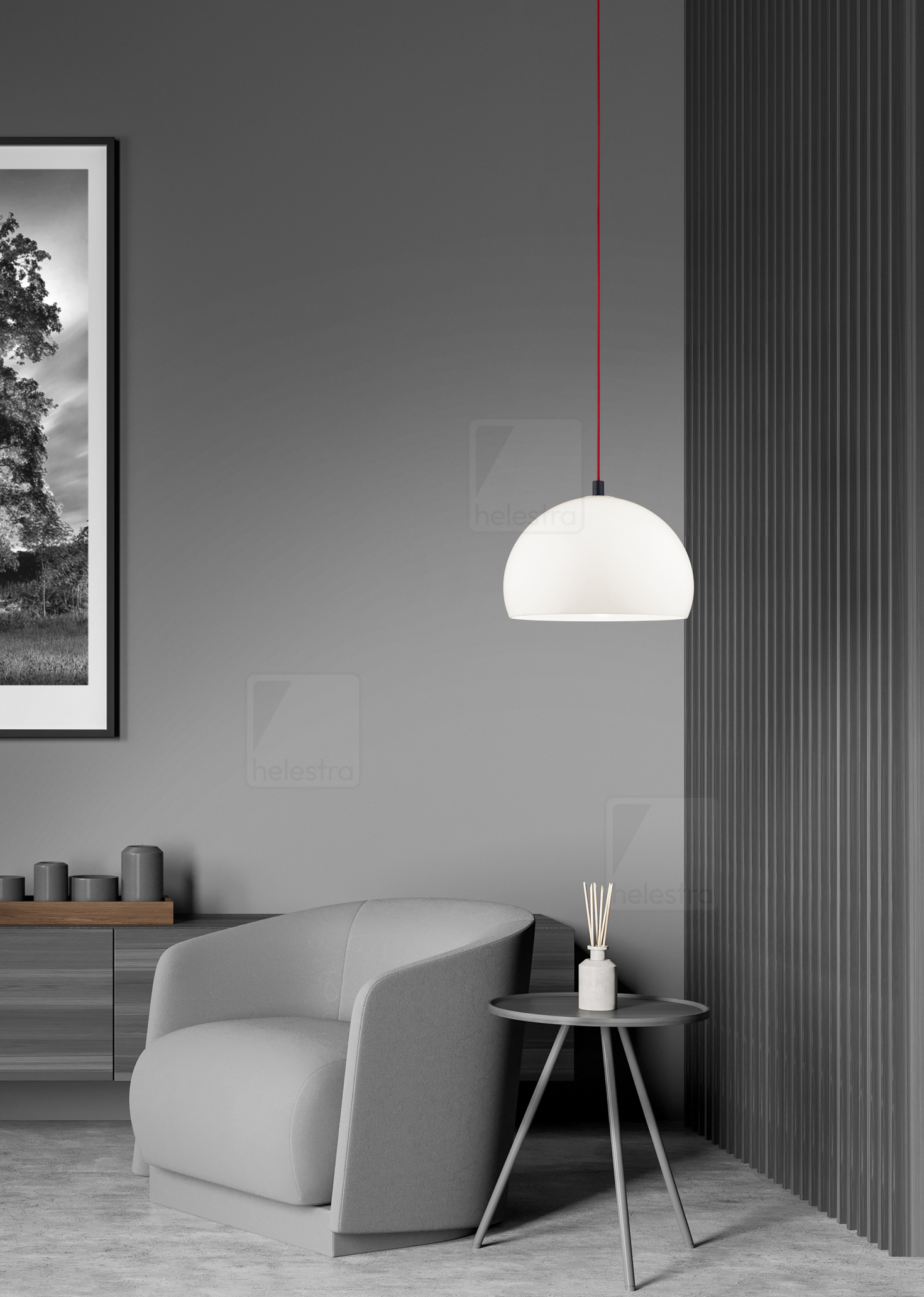 Helestra DORO  suspension lumineuse aluminium noir mat - rouge