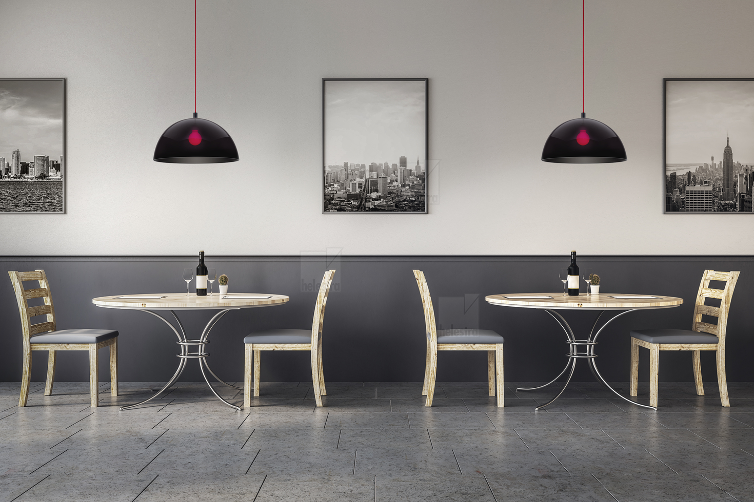 Helestra DORO  suspension lumineuse aluminium noir mat - rouge