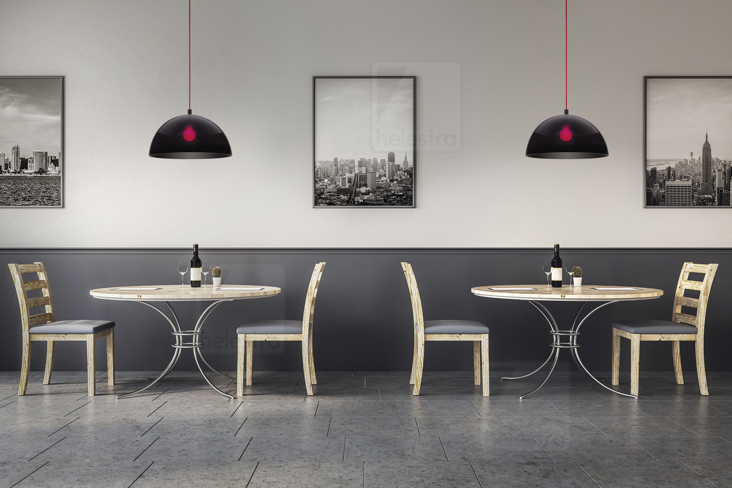 Helestra DORO  suspension lumineuse aluminium noir mat - rouge