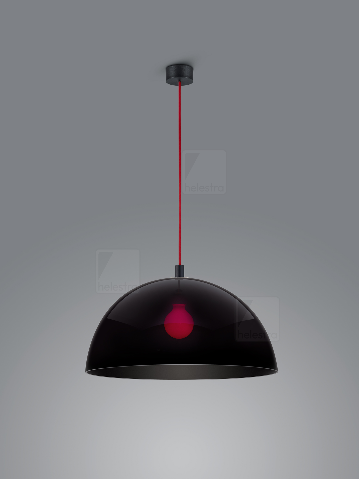 Helestra DORO  suspension lumineuse aluminium noir mat - rouge
