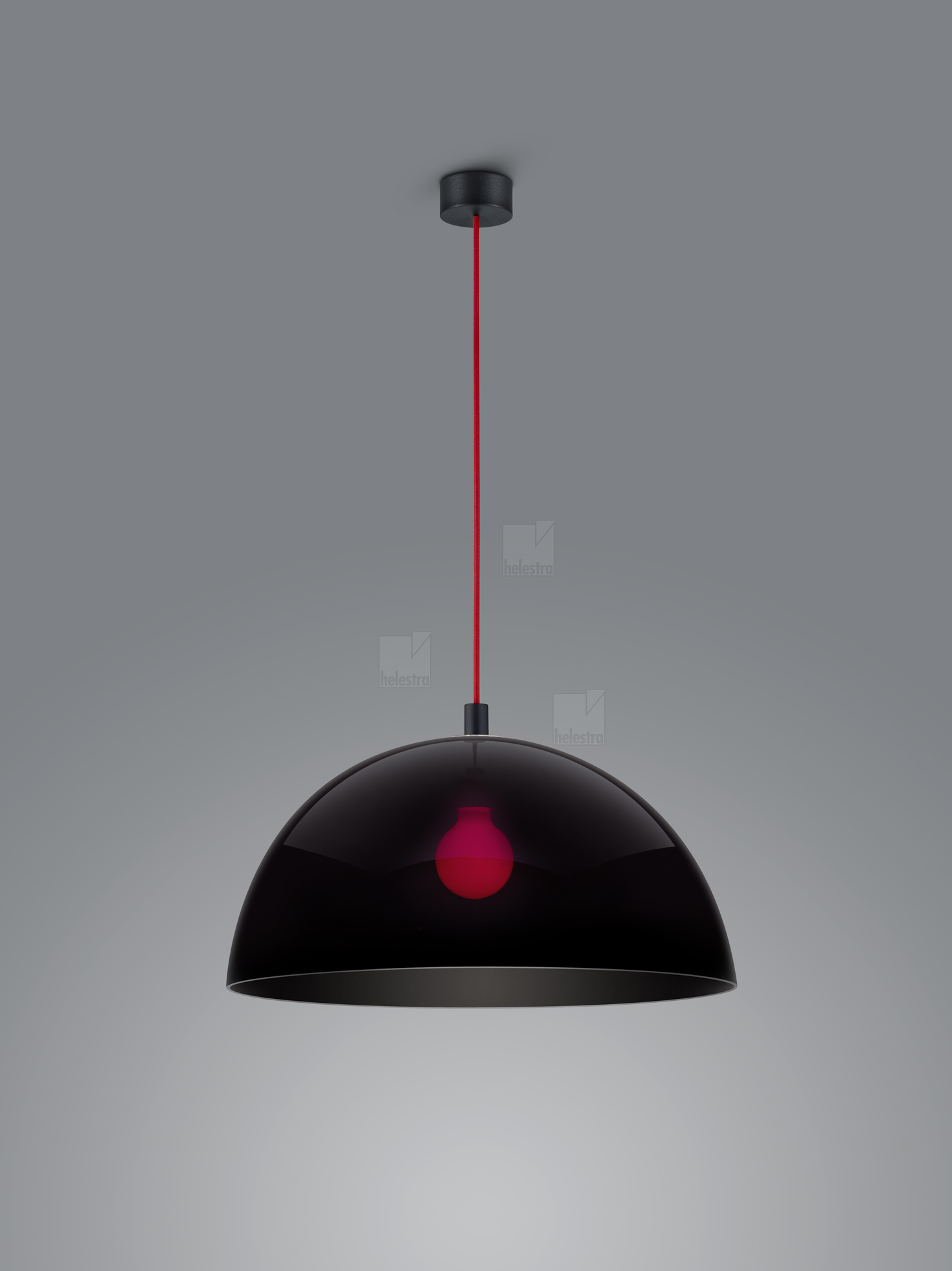 Helestra DORO  suspension lumineuse aluminium noir mat - rouge