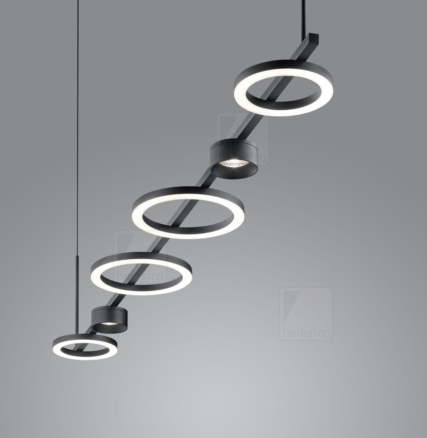Helestra KAIROS  suspension lumineuse aluminium noir mat