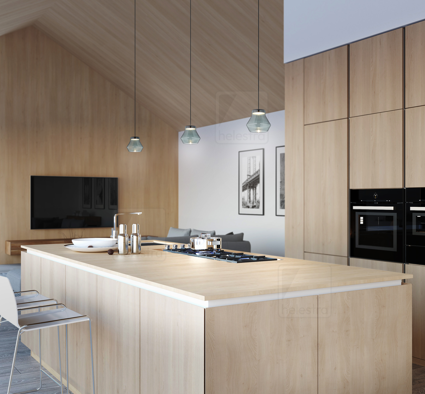 Helestra LETO  suspension lumineuse aluminium noir mat