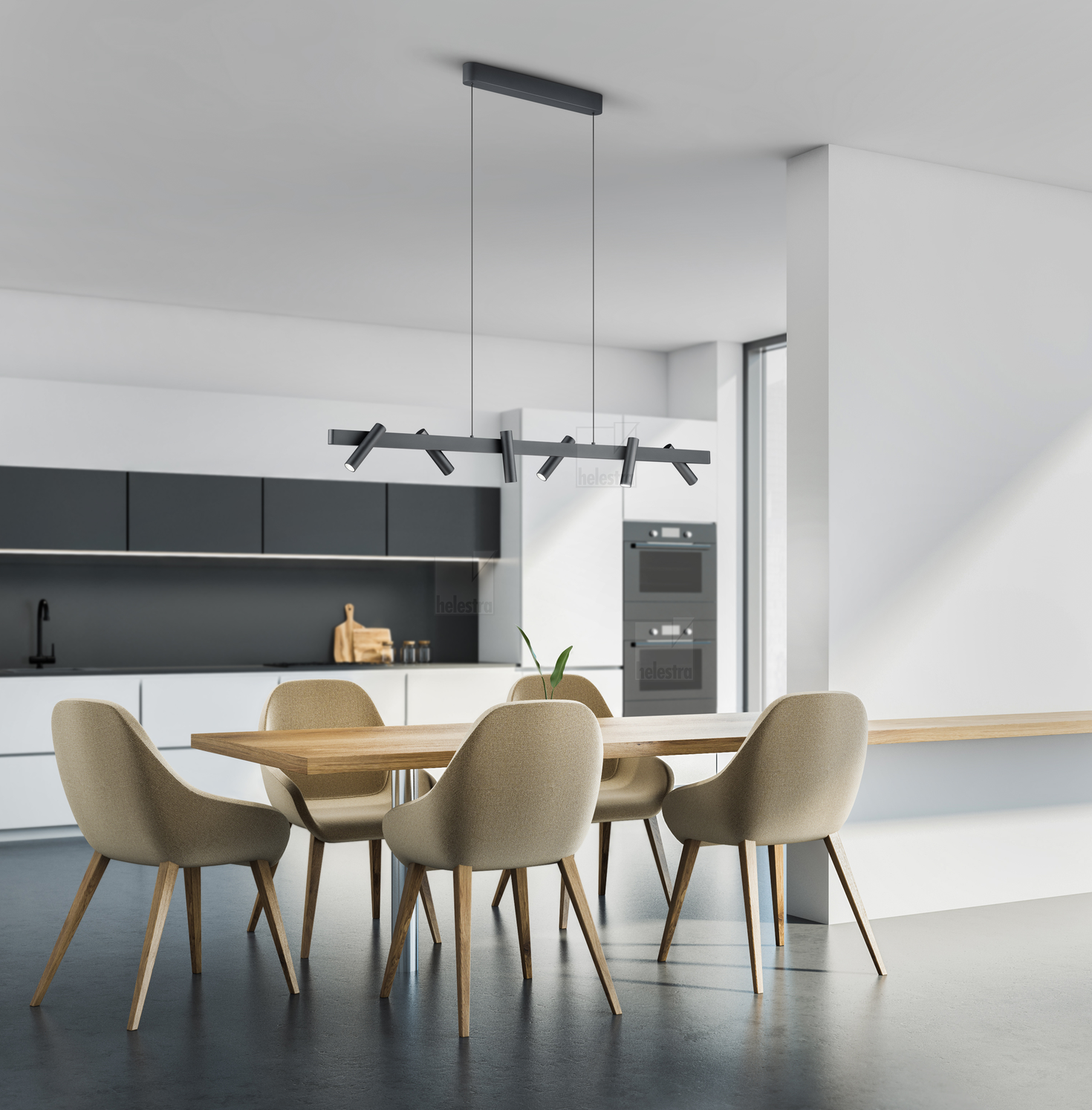 Helestra METIS  suspension lumineuse aluminium noir mat