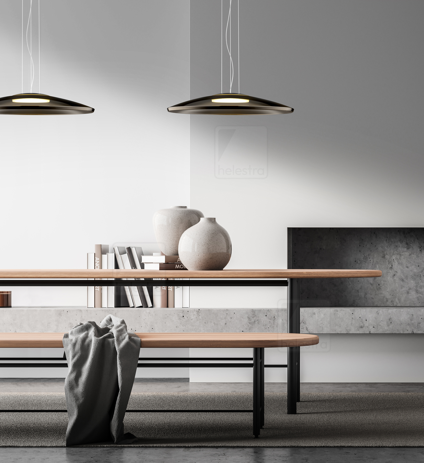 Helestra PINA  suspension lumineuse aluminium noir mat