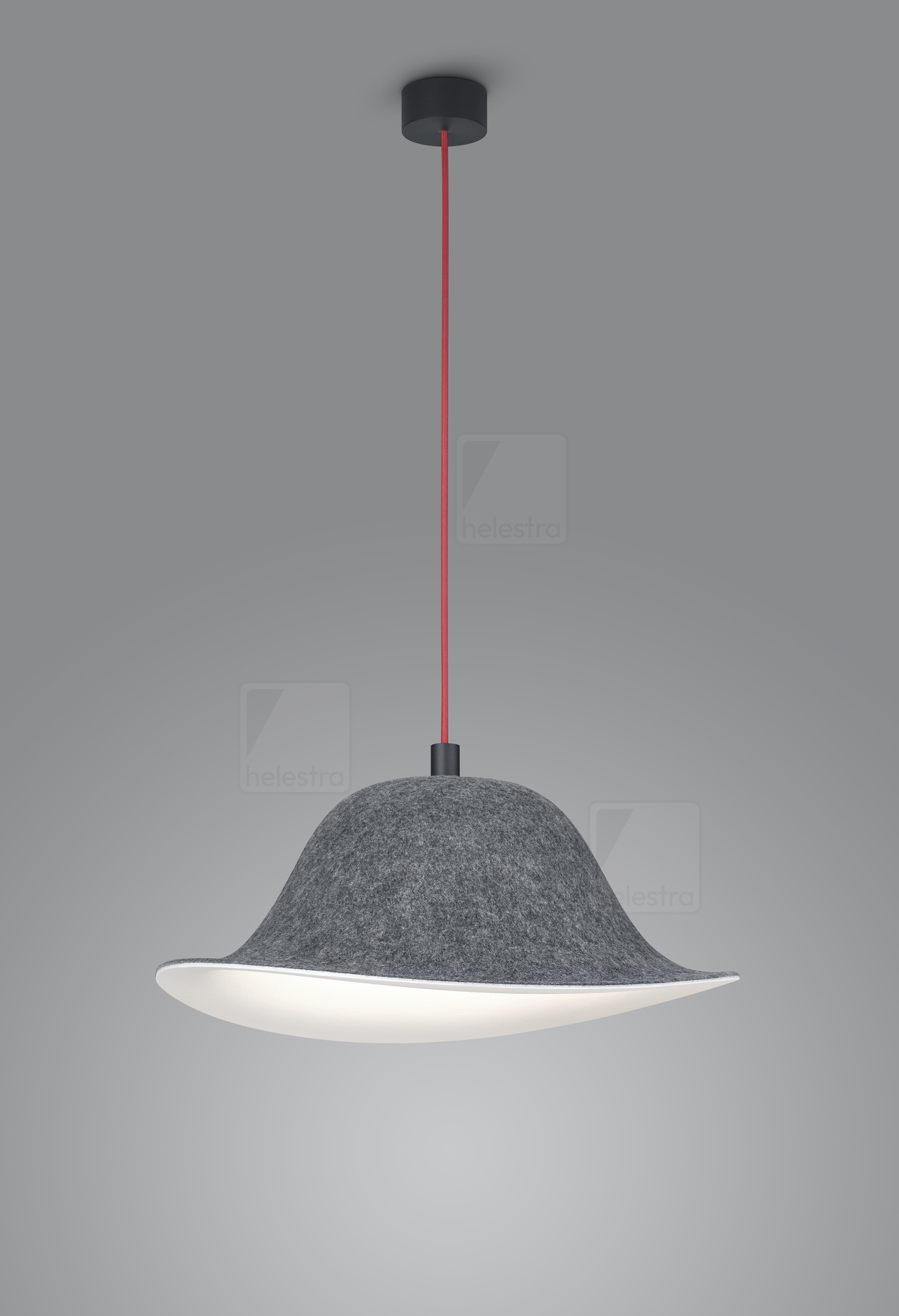 Helestra SEAM  suspension lumineuse aluminium noir mat - rouge