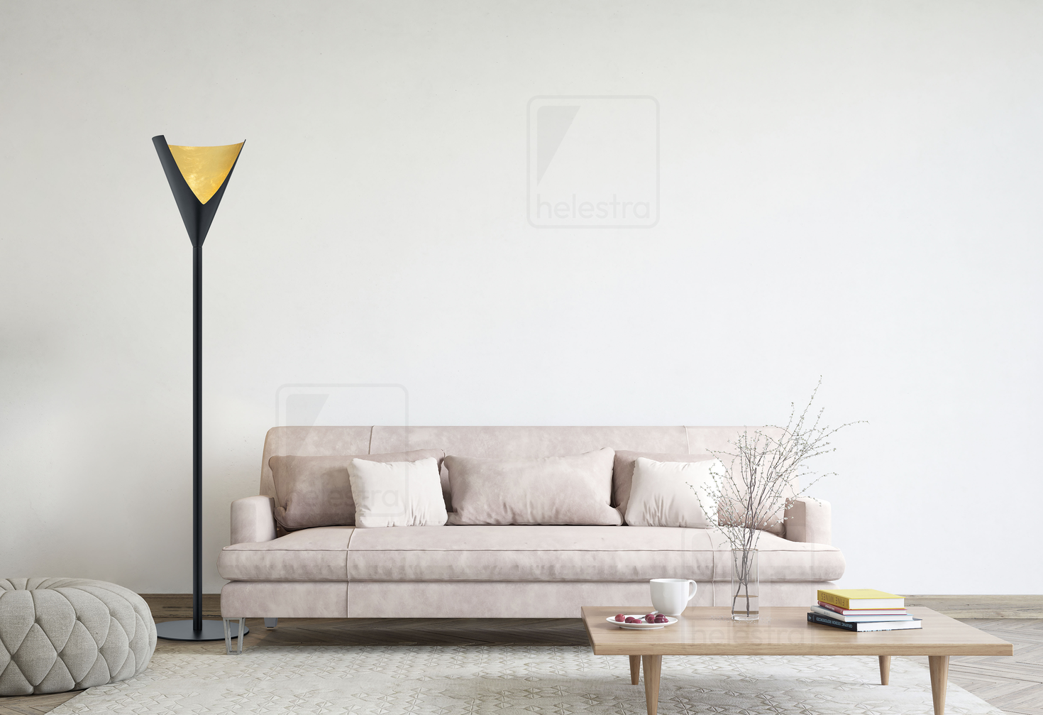 Helestra URIA  lampada da terra acciaio nero - oro