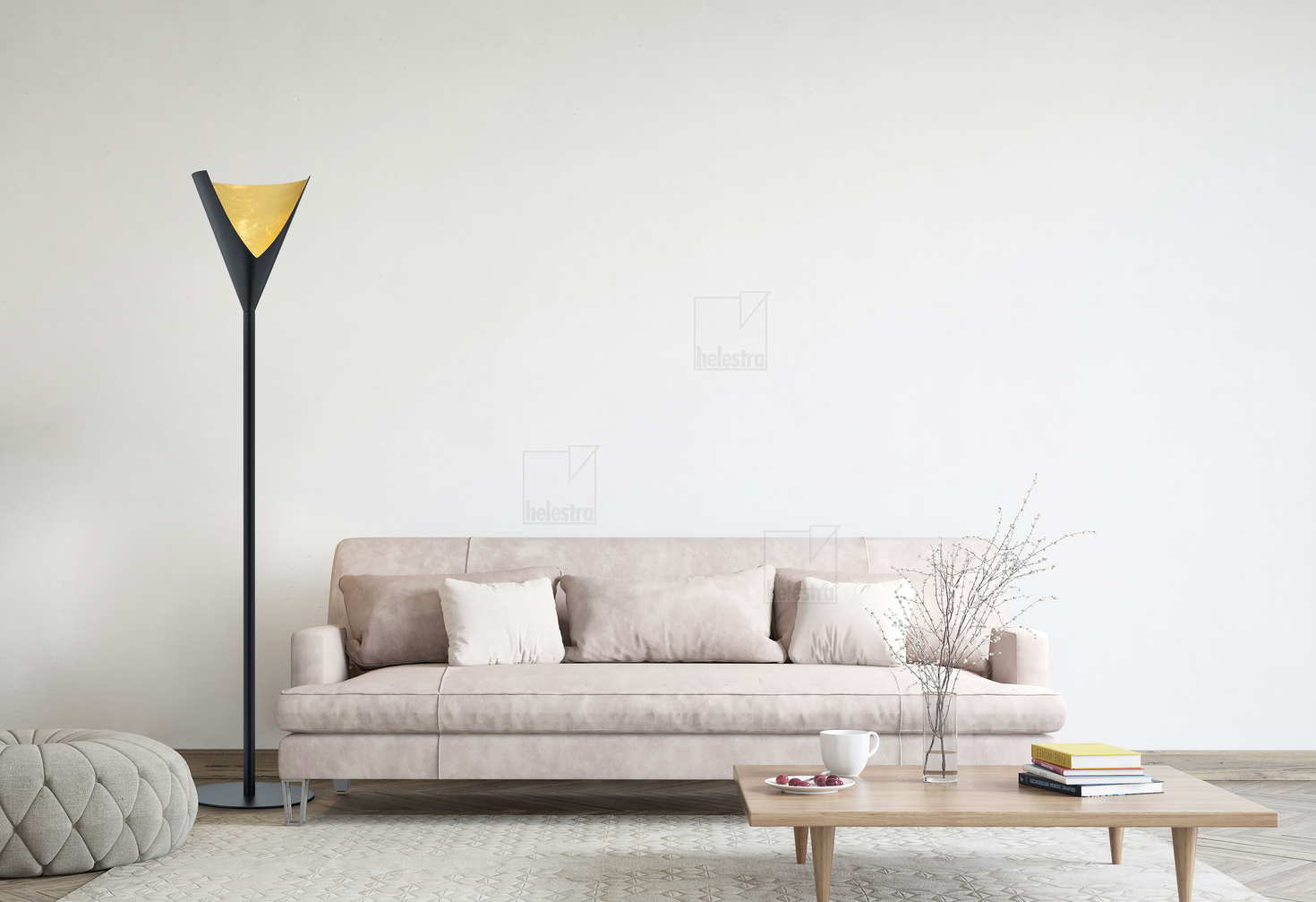 Helestra URIA  floor luminaire steel black -gold