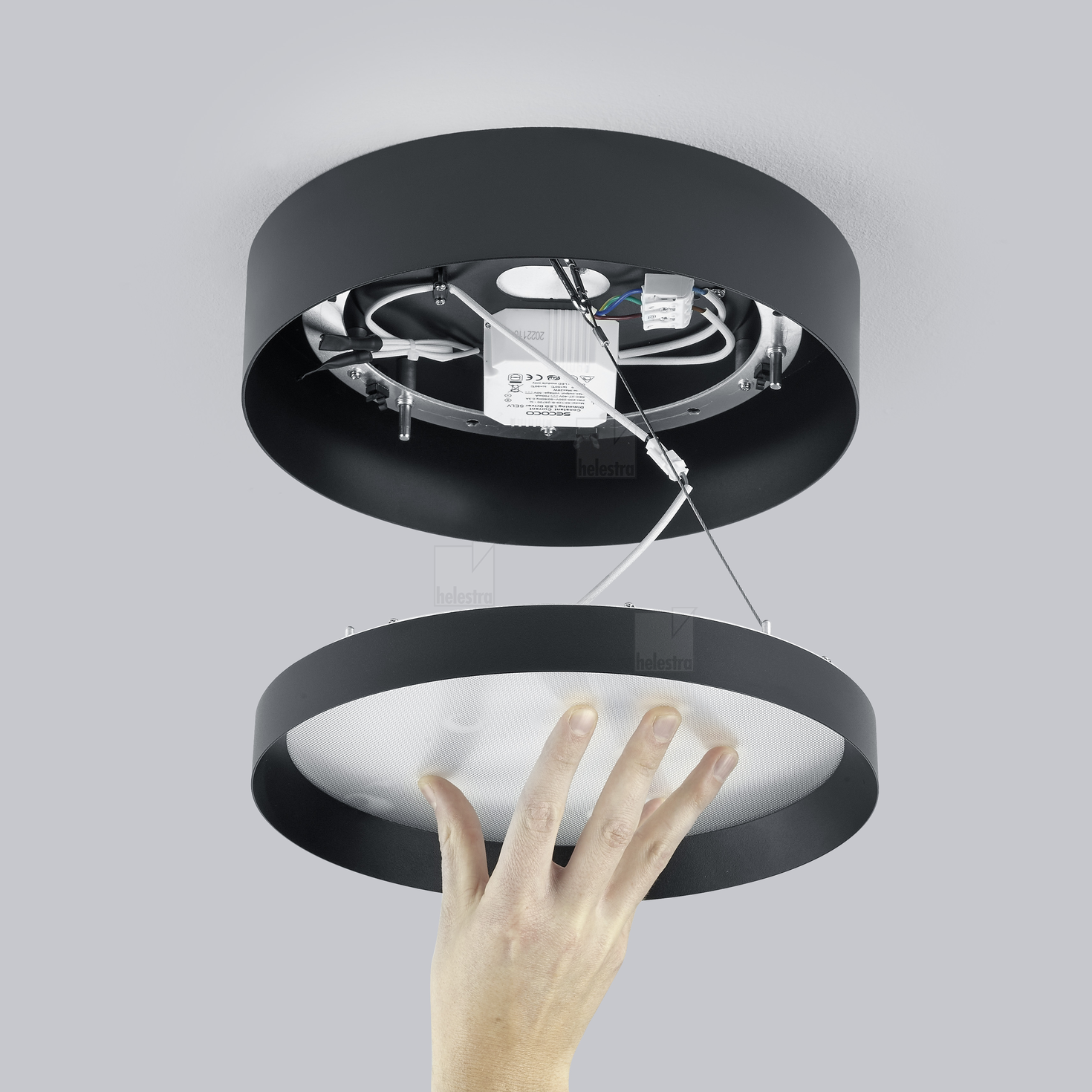 Helestra ENIO  Plafonnier aluminium noir- blanc