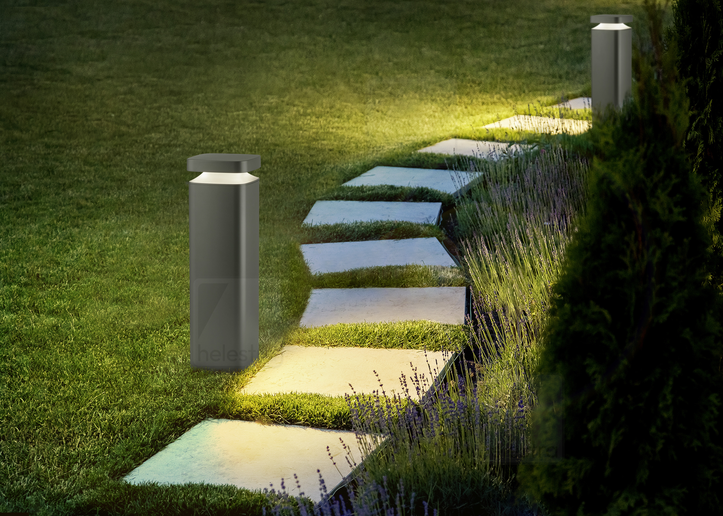 Helestra BICA  borne lumineuse fonte d'aluminium graphite