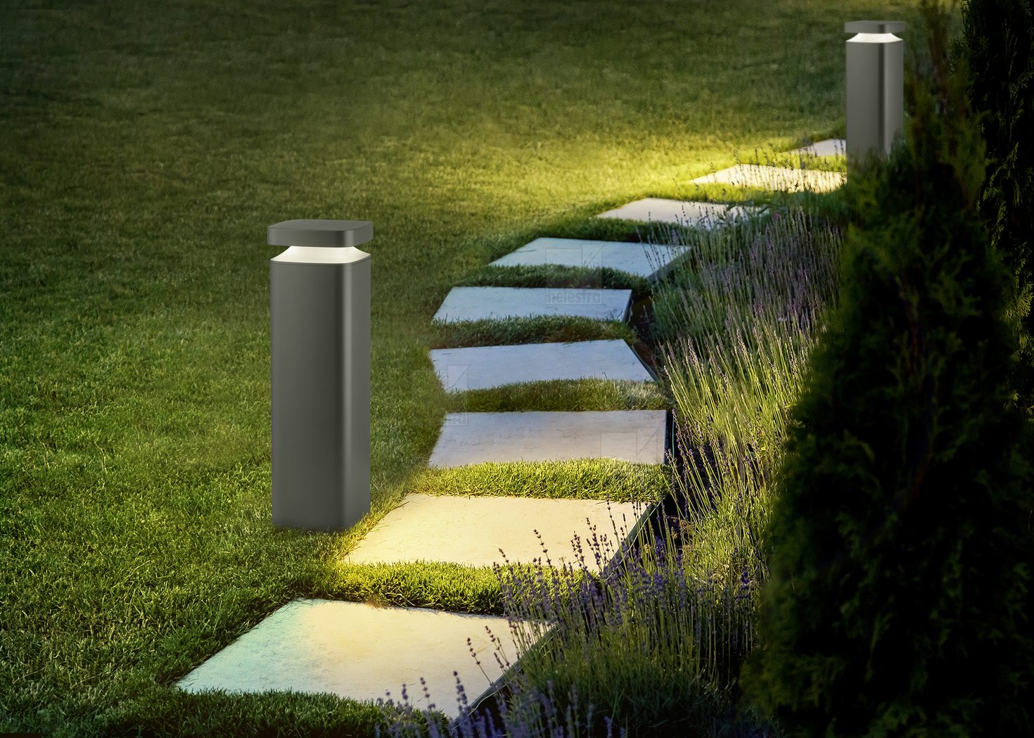 Helestra BICA  borne lumineuse fonte d'aluminium graphite
