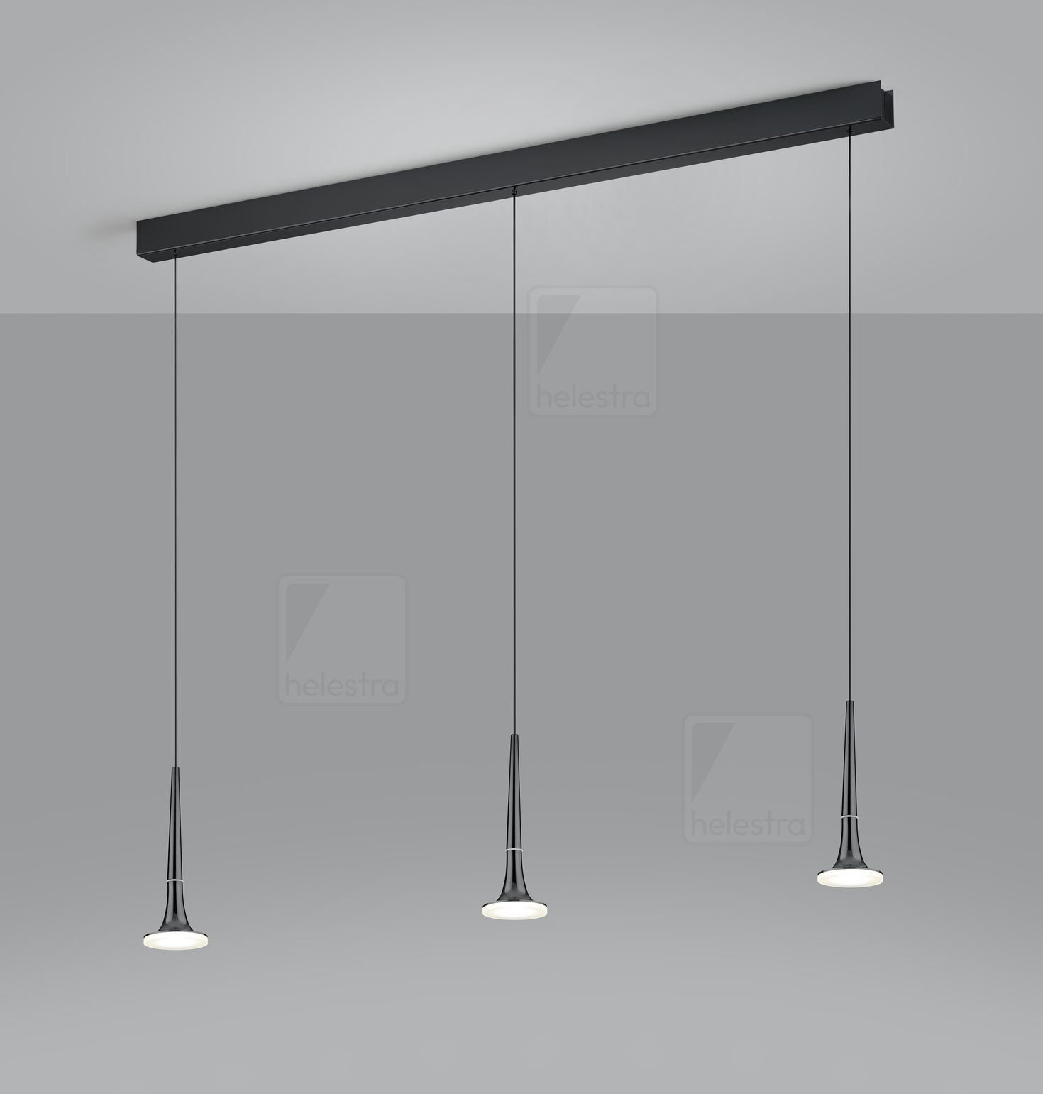Helestra FLUTE  Pendelleuchte Aluminium schwarzchrom