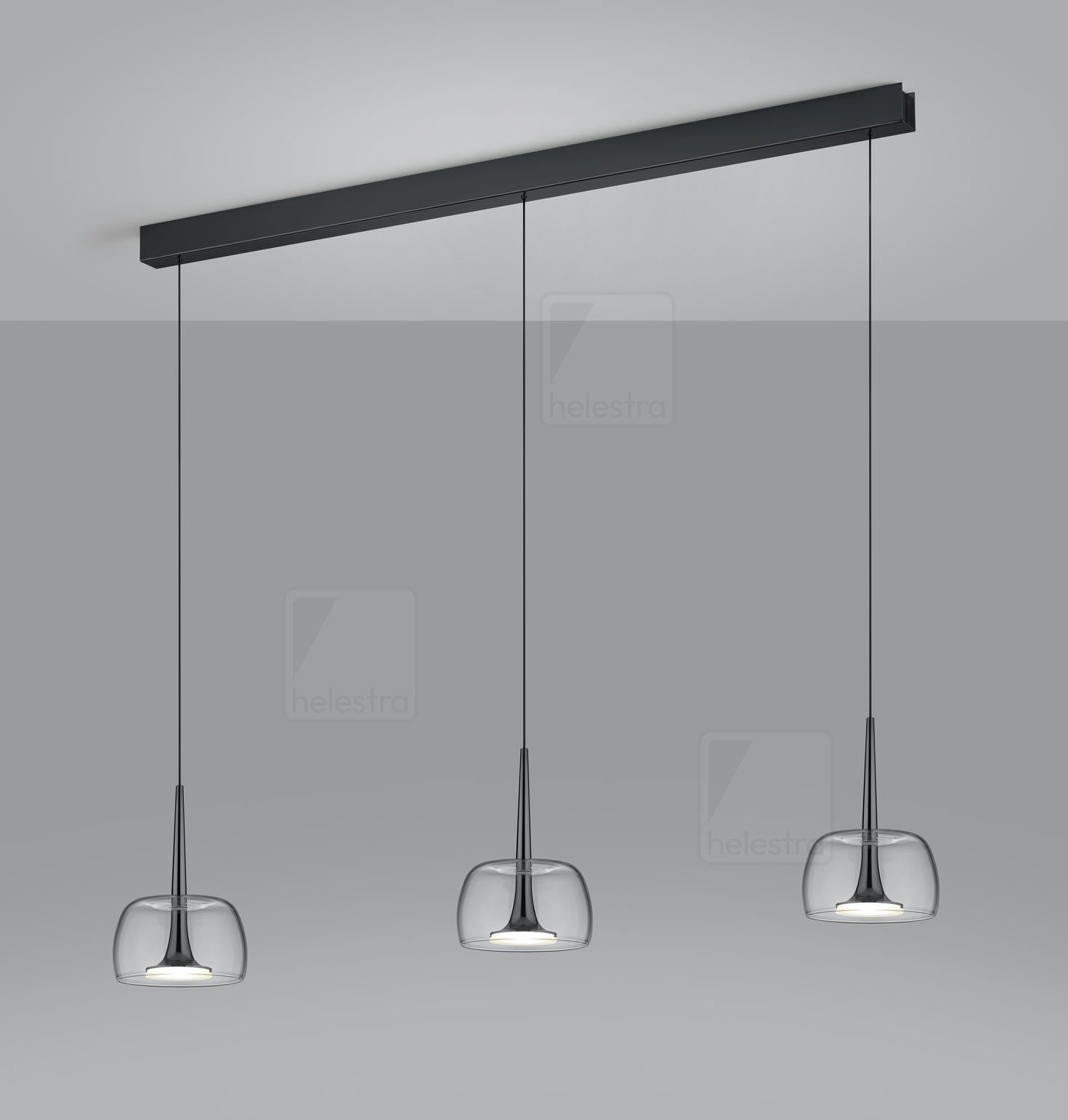 Helestra FLUTE  Pendelleuchte Aluminium schwarzchrom