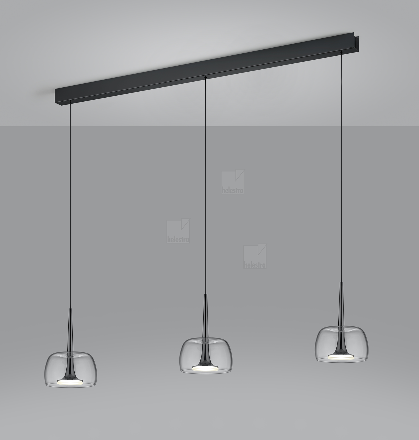 Helestra FLUTE  pendant luminaire aluminium black chrome