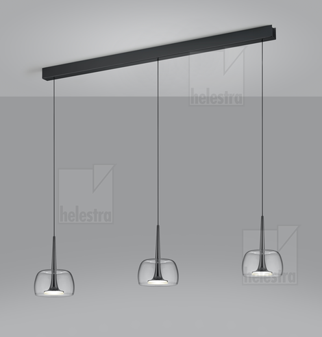 Helestra FLUTE  suspension lumineuse aluminium schwarzchrom