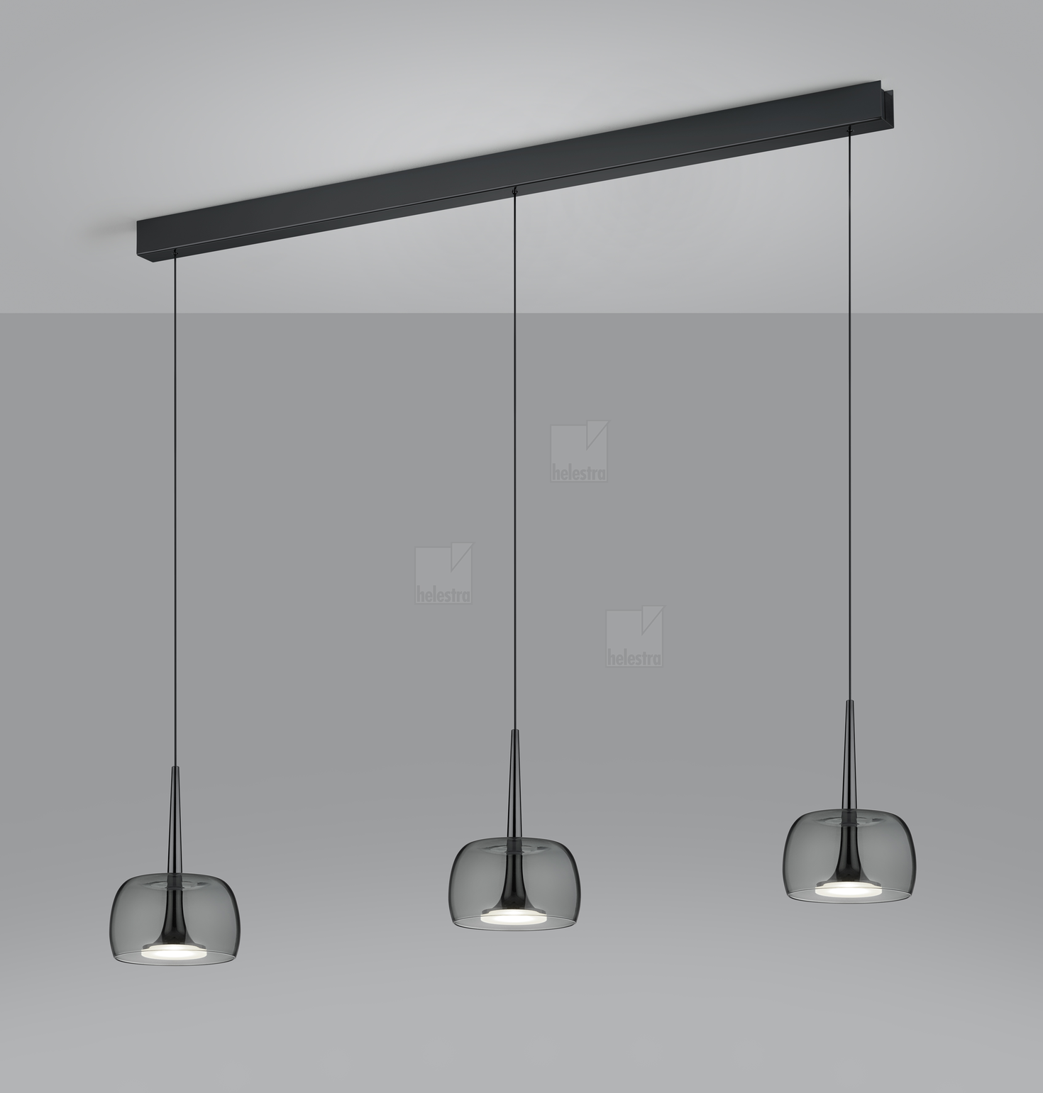 Helestra FLUTE  pendant luminaire aluminium black chrome