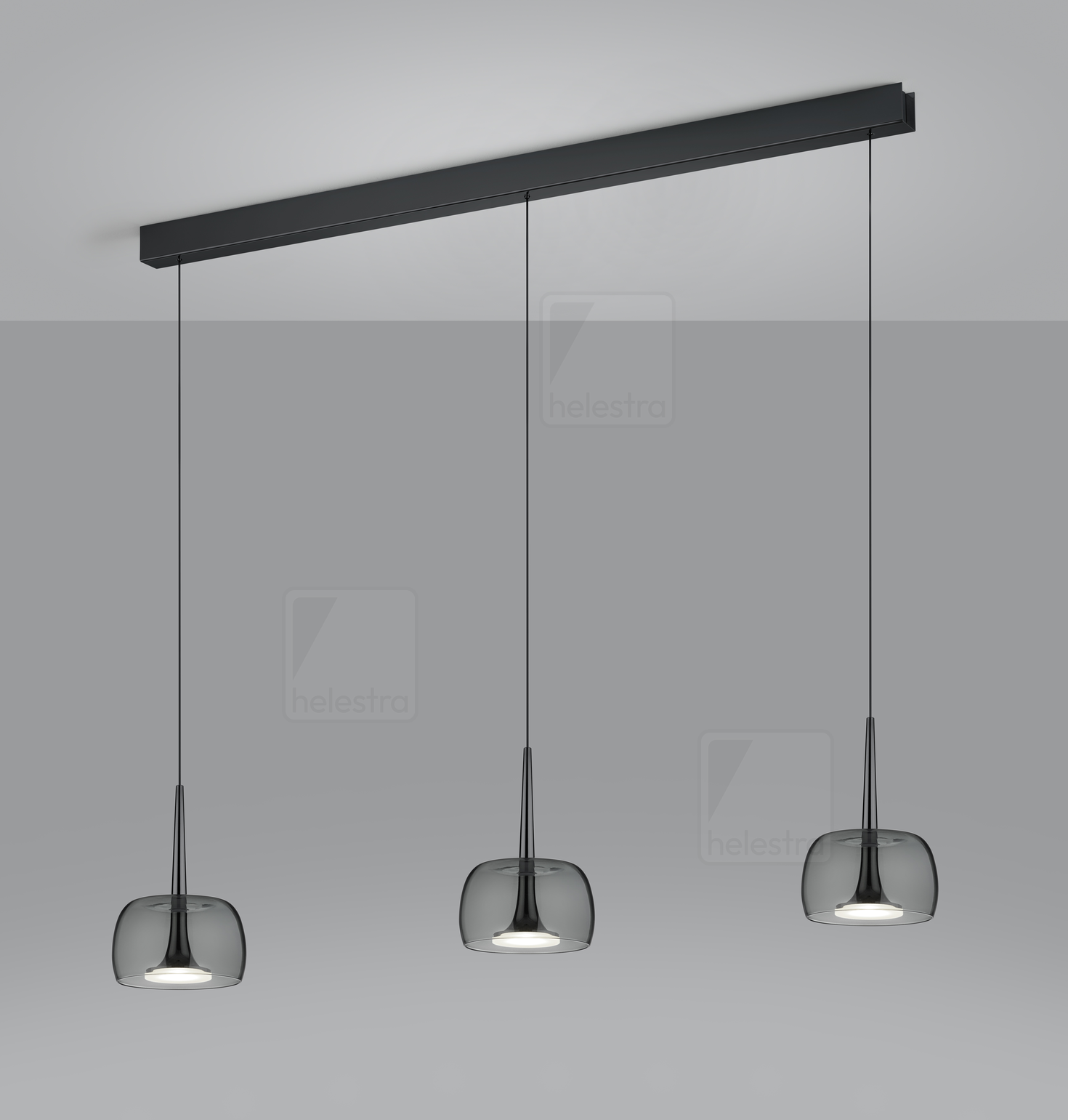 Helestra FLUTE  Pendelleuchte Aluminium schwarzchrom