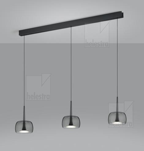 Helestra FLUTE  suspension lumineuse aluminium schwarzchrom