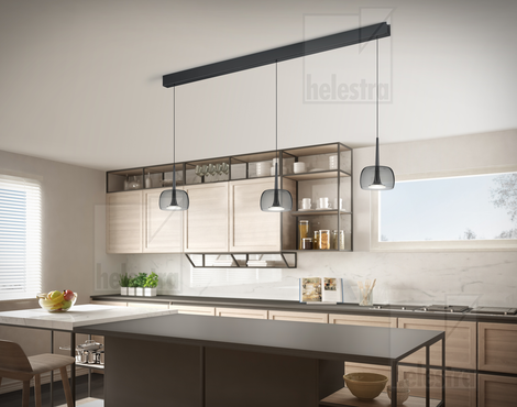 Helestra FLUTE  pendant luminaire aluminium schwarzchrom