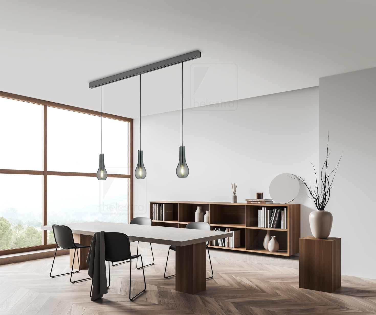 Helestra ZAYA  pendant luminaire aluminium black chrome