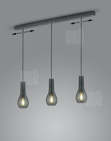 Helestra ZAYA  Pendelleuchte Aluminium schwarzchrom