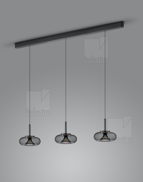 Helestra CLAIR  suspension lumineuse aluminium noir mat