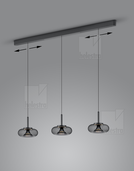 Helestra CLAIR  suspension lumineuse aluminium noir mat