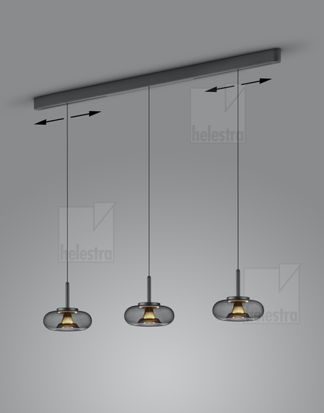 Helestra CLAIR  pendant luminaire aluminium black -gold