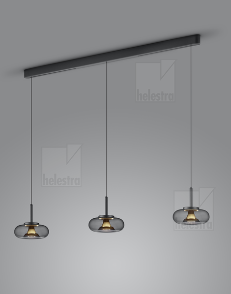 Helestra CLAIR  suspension lumineuse aluminium noir - or