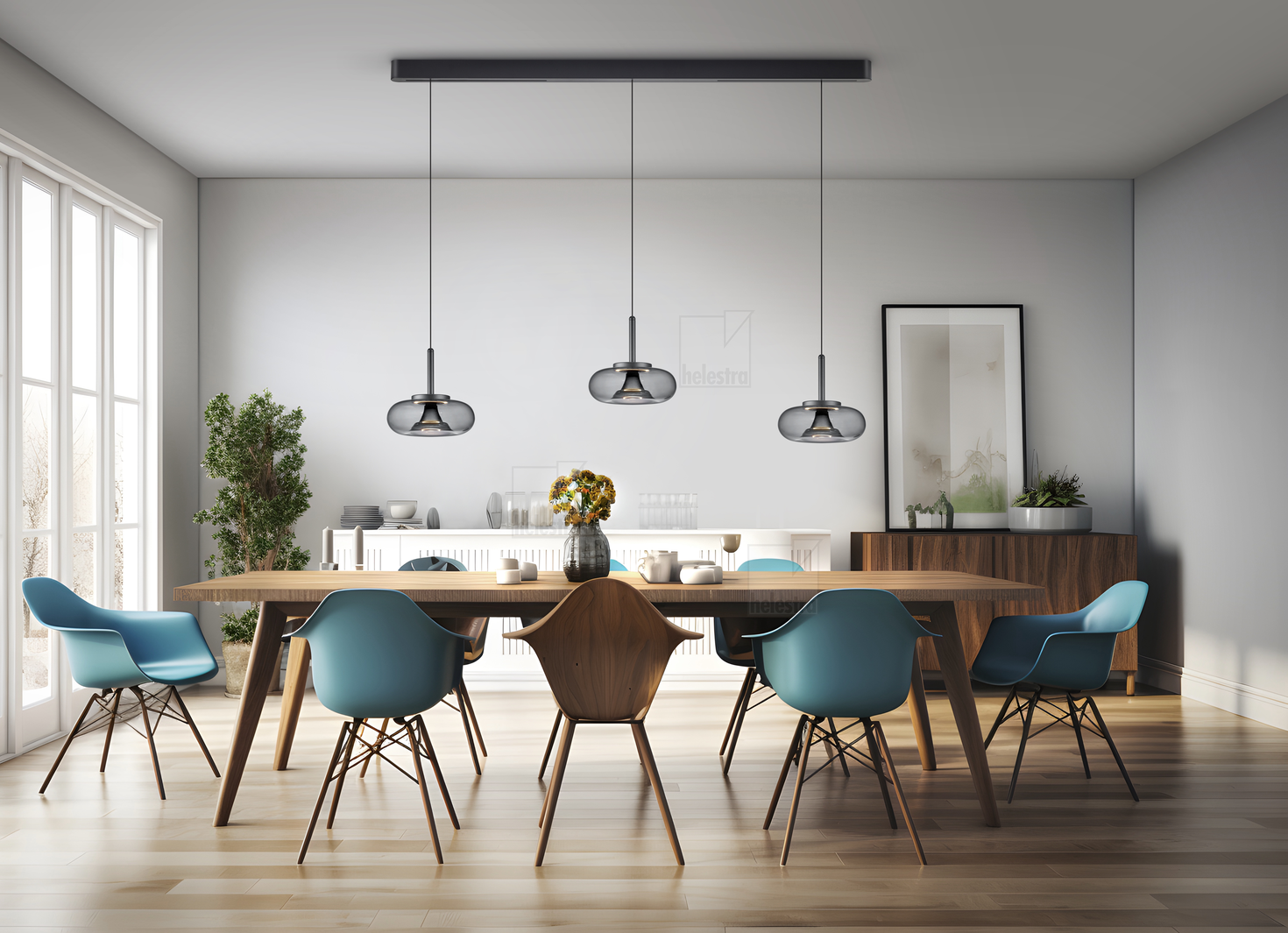 Helestra CLAIR  pendant luminaire aluminium mat black