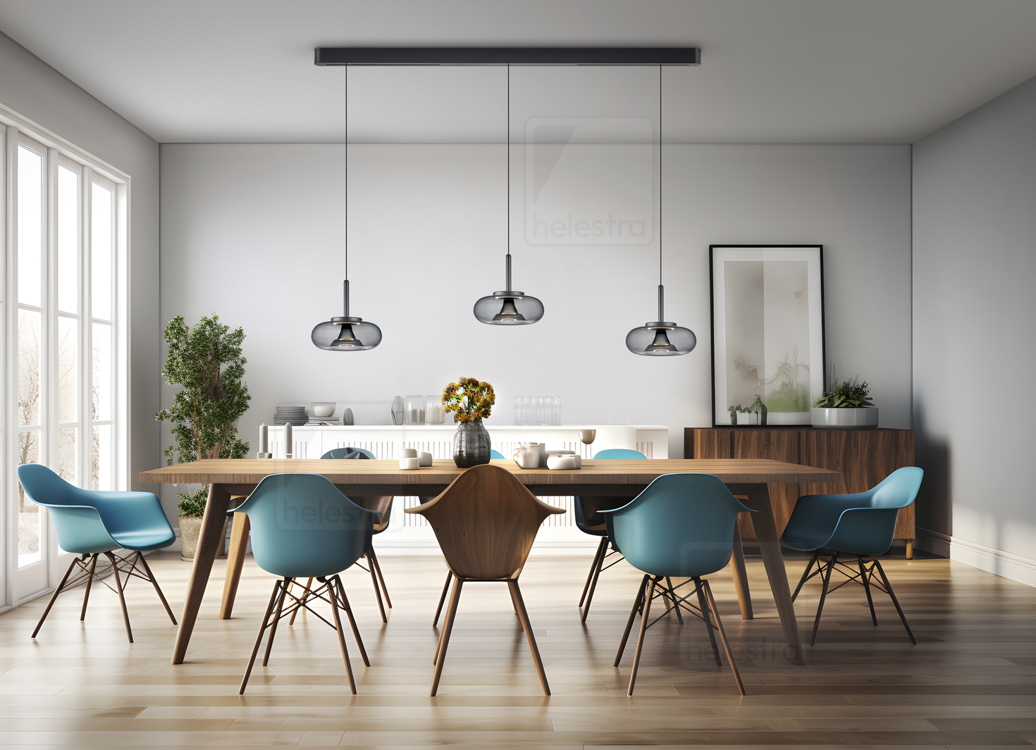 Helestra CLAIR  pendant luminaire aluminium mat black