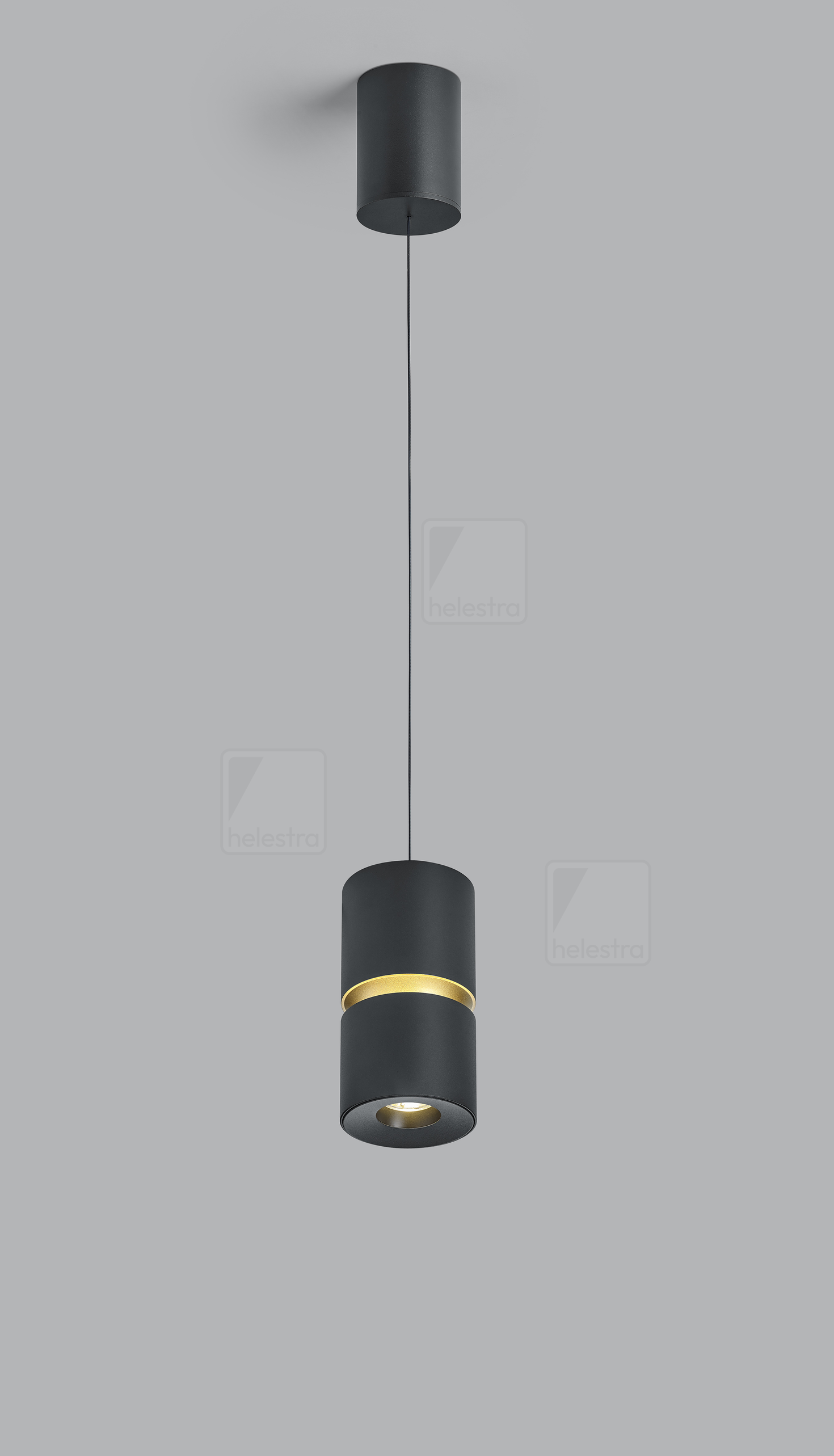 Helestra ROK  suspension lumineuse aluminium noir - or