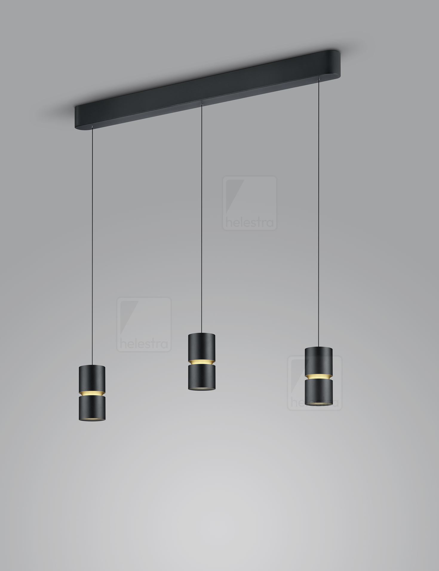 Helestra ROK  suspension lumineuse aluminium noir - or