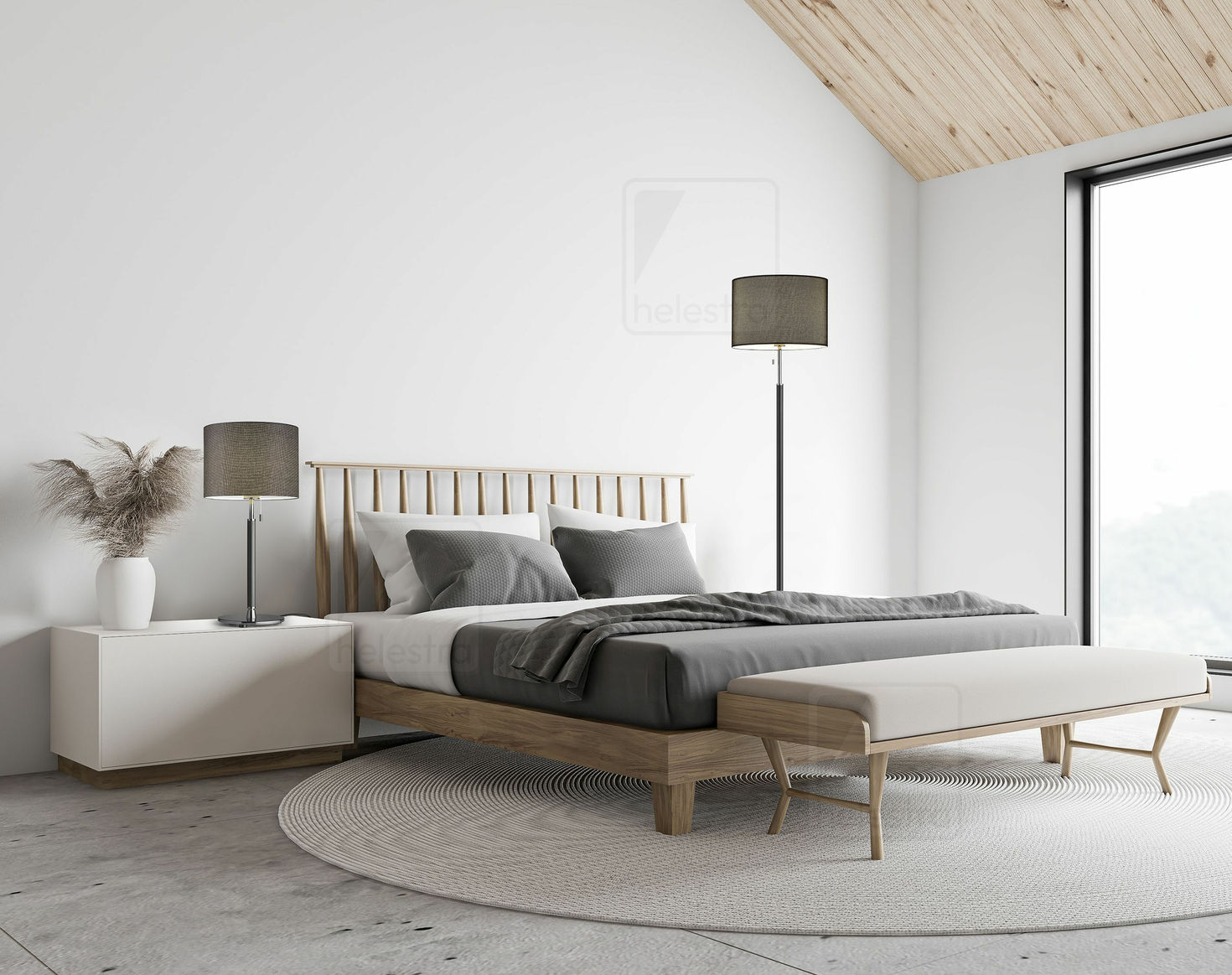 Helestra OPPO  lampadaire Acier noir mat - noir-chrome