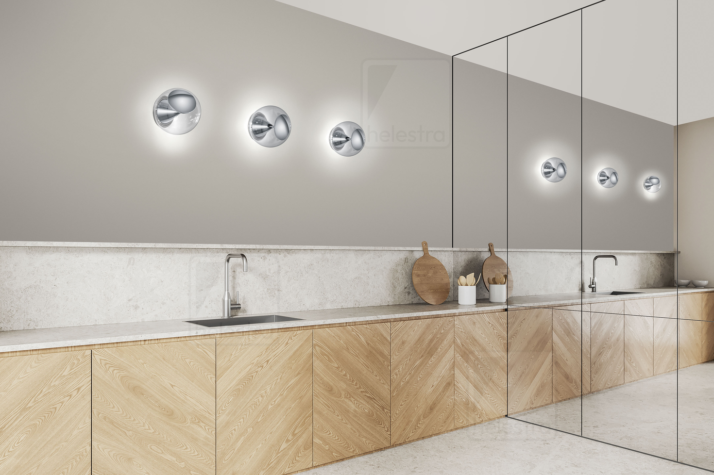 Helestra PINO  Wandleuchte Deckenleuchte Aluminium chrom