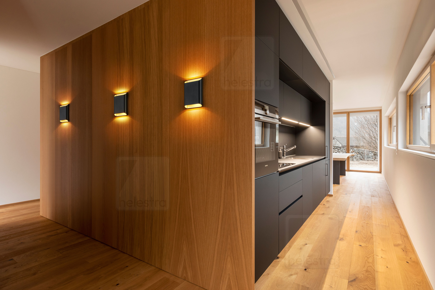 Helestra TOCO  Wandleuchte Aluminium schwarz - gold