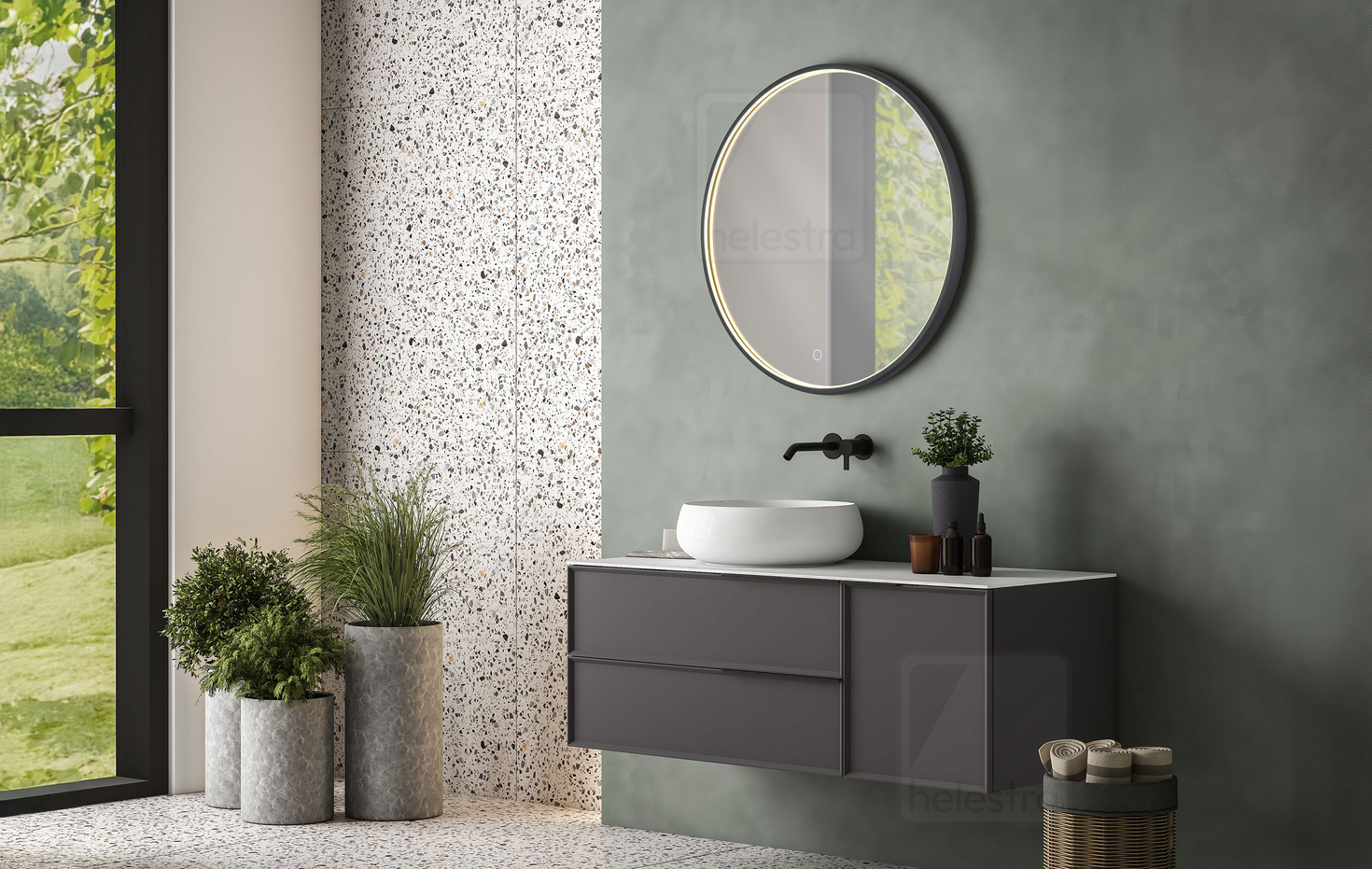 Helestra VIDO  lampada a parete alluminio nero - Specchio