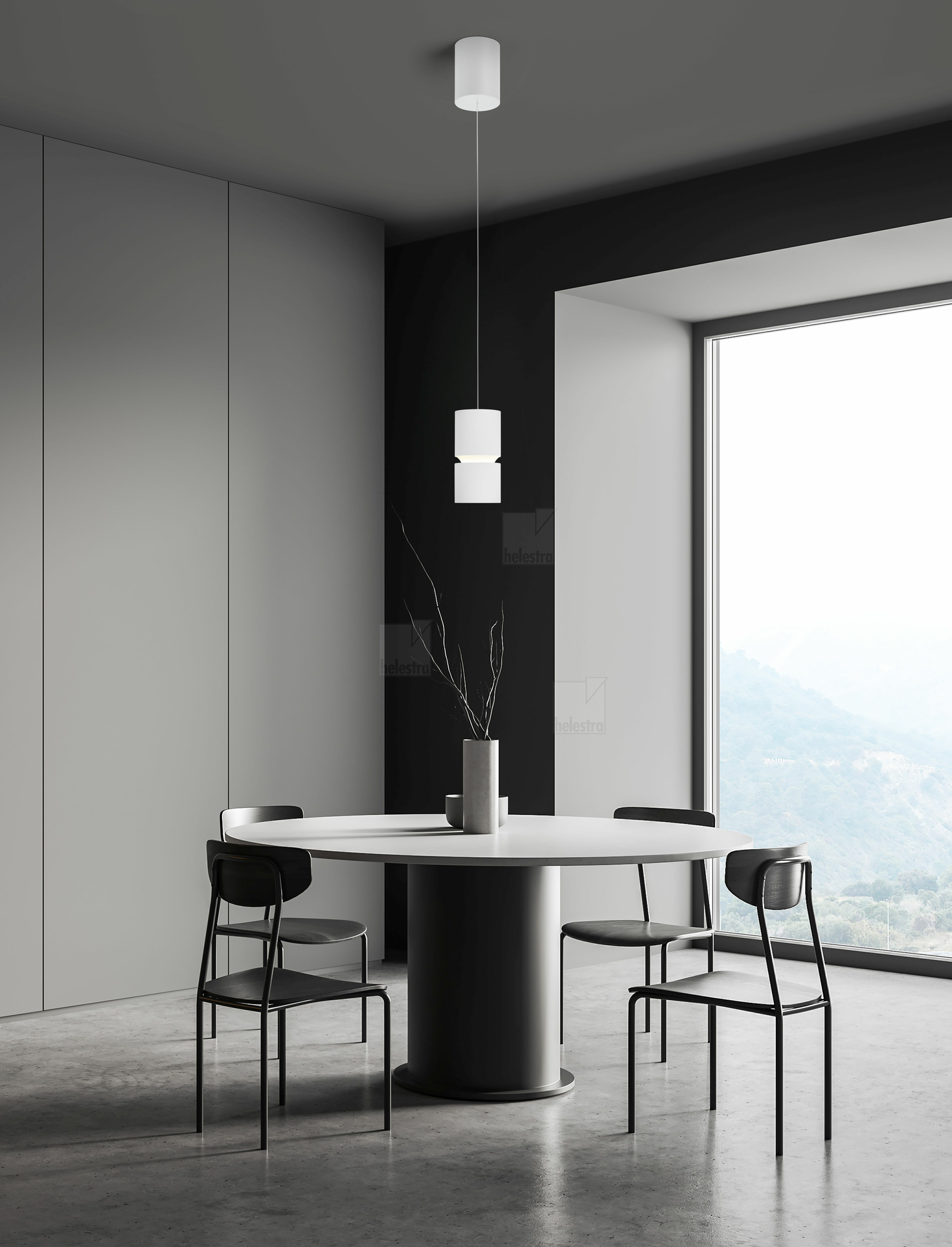 Helestra ROK  pendant luminaire aluminium mat white