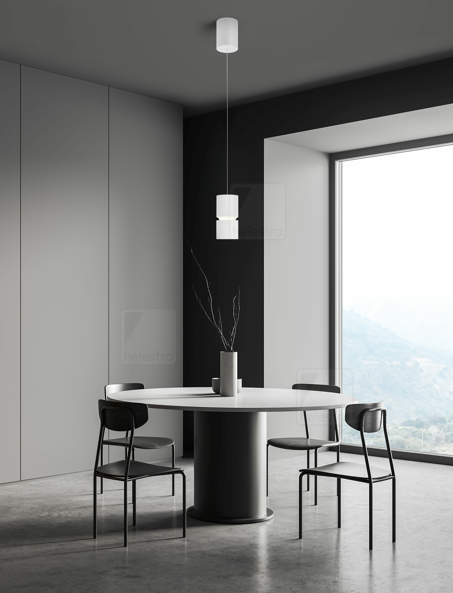 Helestra ROK  suspension lumineuse aluminium blanc mat