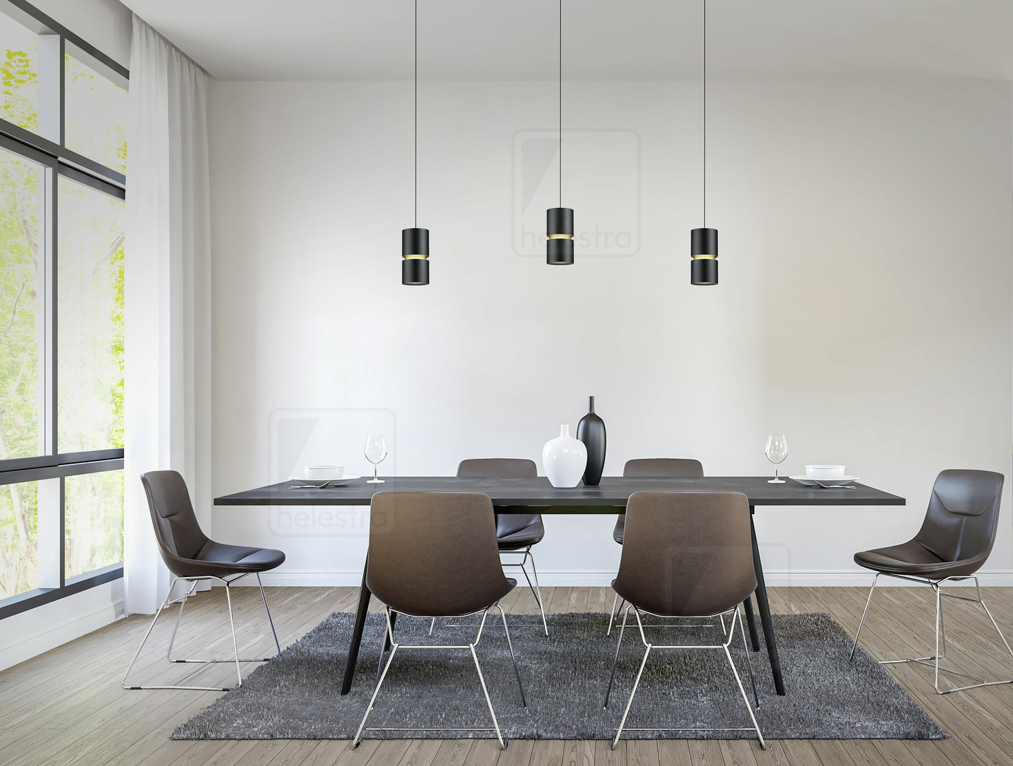 Helestra ROK  suspension lumineuse aluminium noir - or