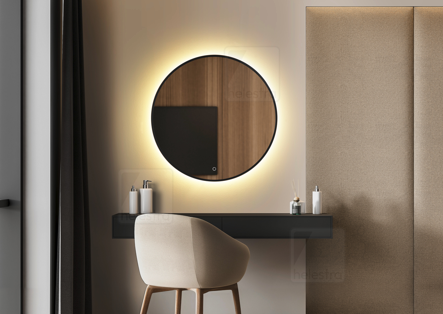 Helestra VIDO  lampada a parete alluminio nero - Specchio